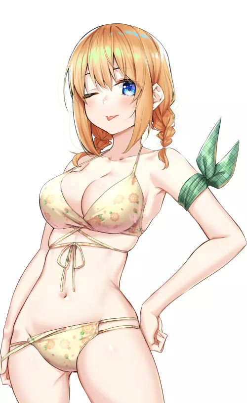 Yotsuba Nakano Teasing In Her Floral Bikini [Quintessential Quintuplets] by Csxc