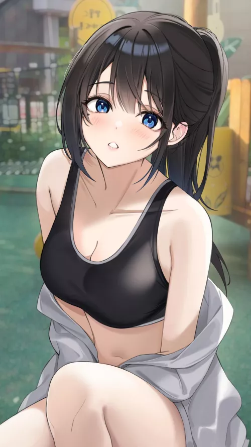 Black Sports Bra  by CheetahSperm18