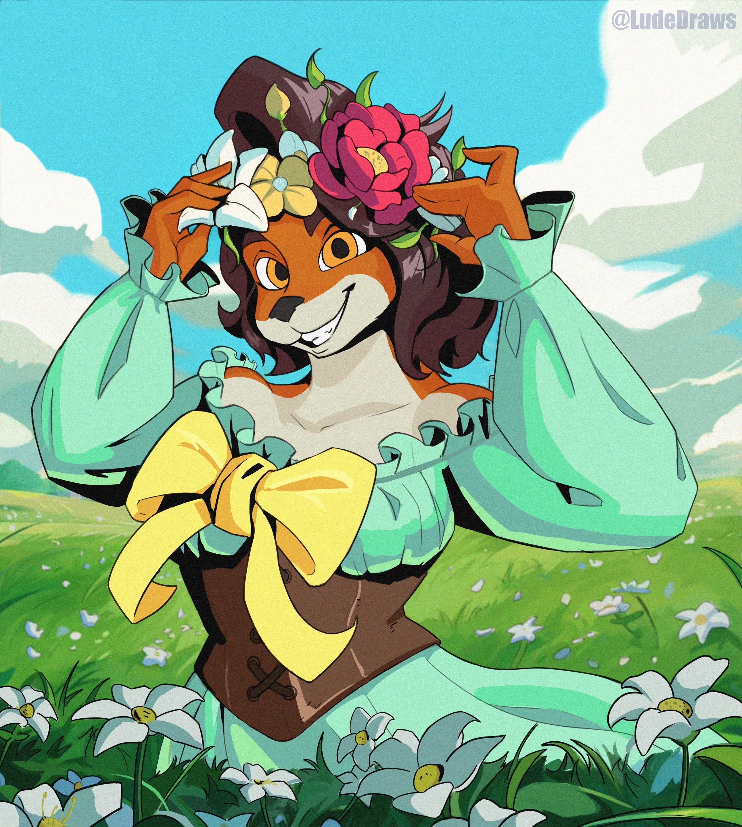 🌼 Let's make a flower crown together! 🌼  (Art by me)
Commission                                                        posted by Interlude_00