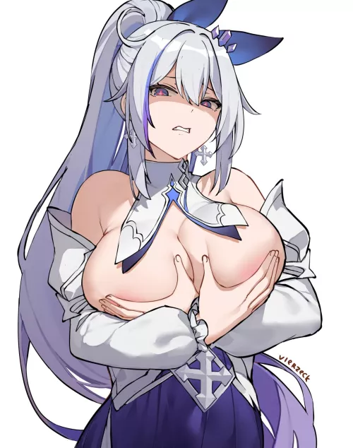 Disgusted Kiana hiding her boobs by marxsander2016