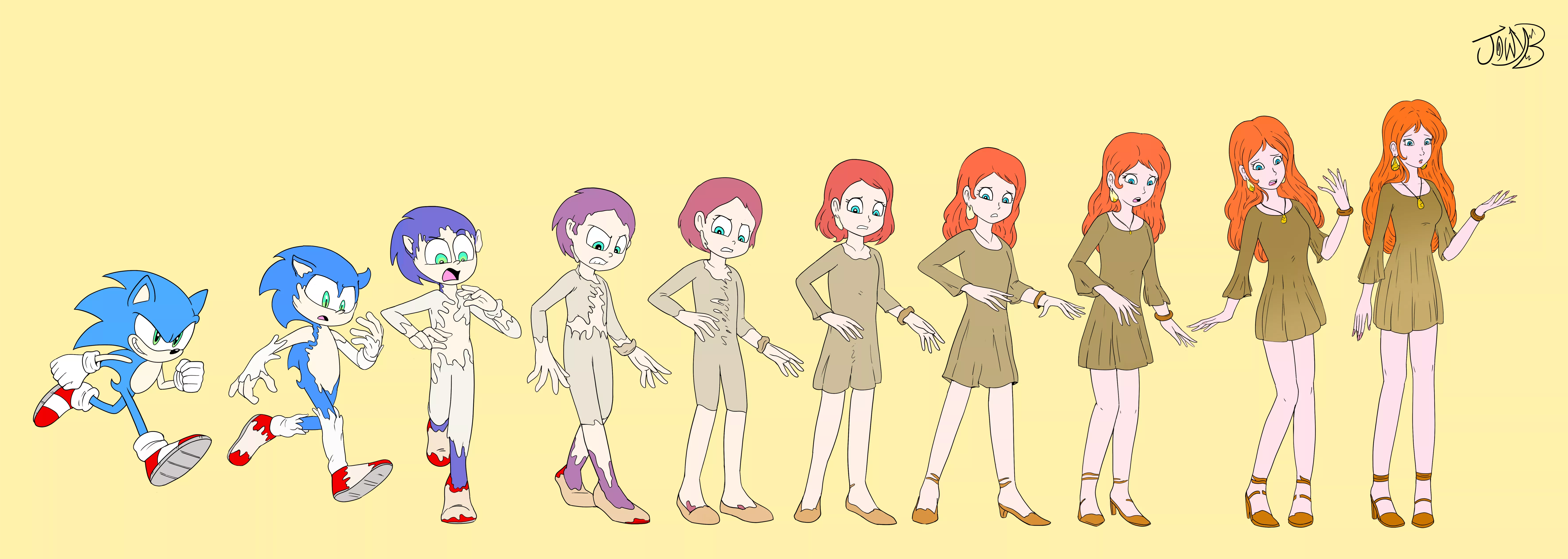 Sonic to random woman mtf art by jowyb posted by BrainApprehensive396