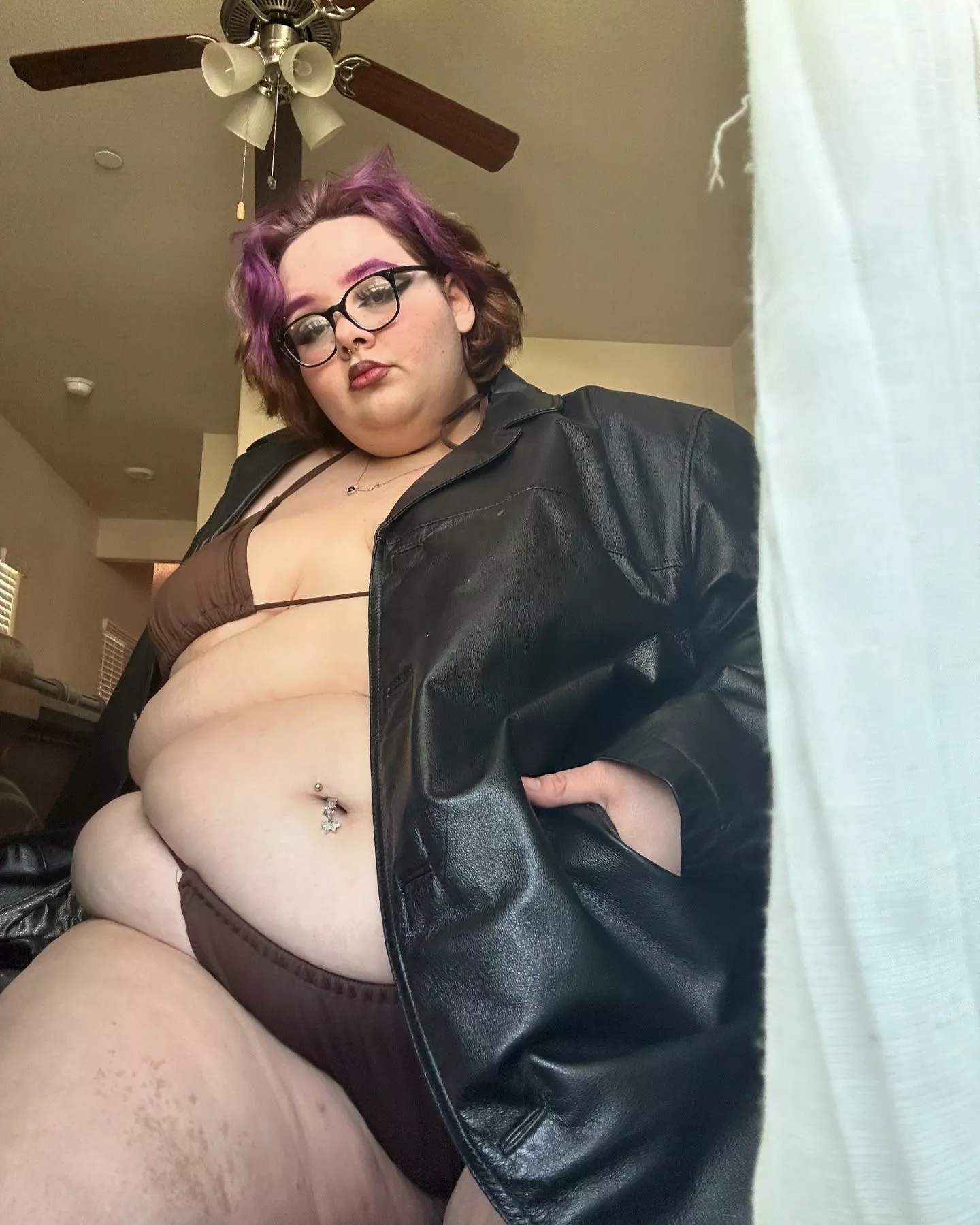 thanks for your jacket, it’s cold in this skimpy outfit  posted by softestfattie
