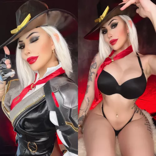 Ashe on/off cosplay from Overwatch by Felicia Vox by FeliciaVox