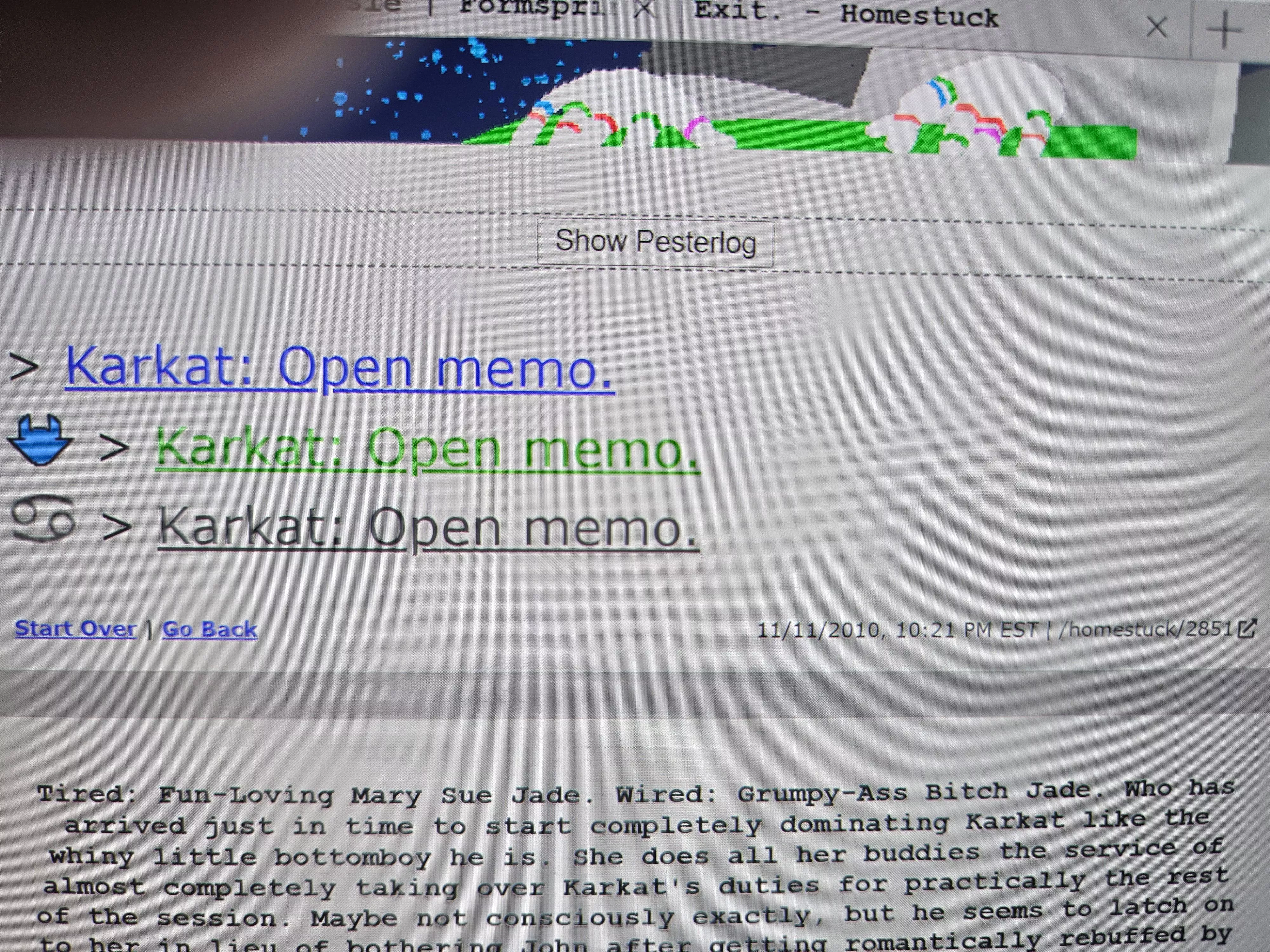 Karkat confirmed bottom. posted by UnerringDaring