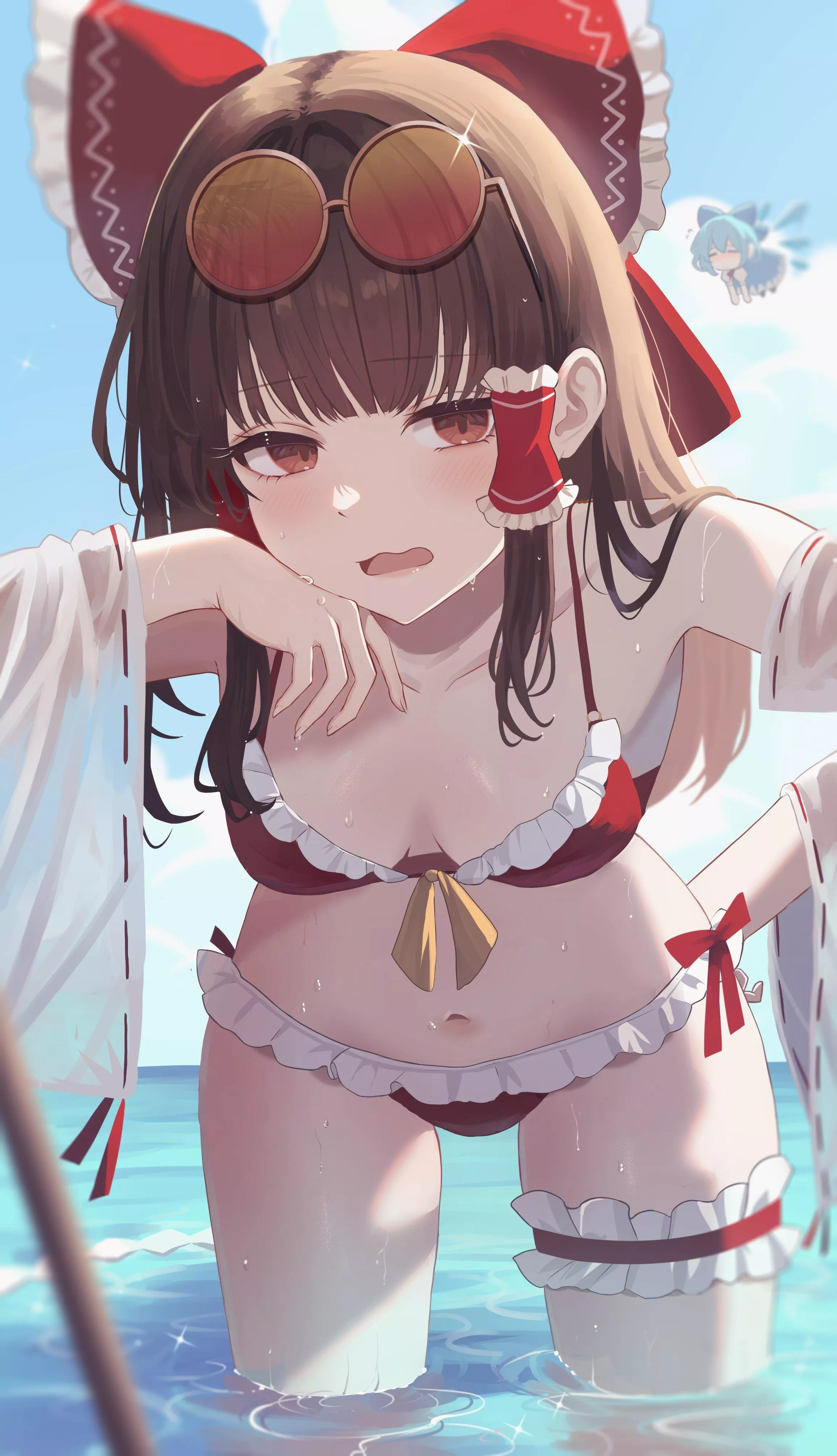 Reimu at the beach posted by UltraNeoTako