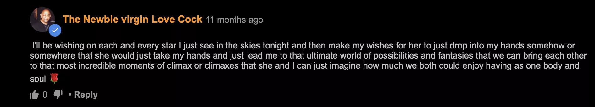 This is depraved stalker talk posted by FeistyRanga