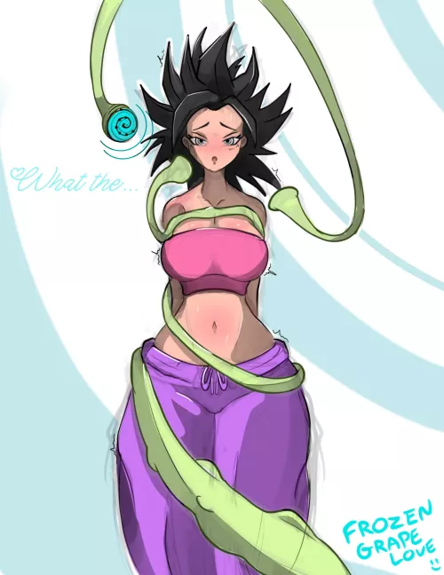 Caulifla Hypnotized by Tentacles (OC) (FrozenGrapeLove) by frozen_grape_love