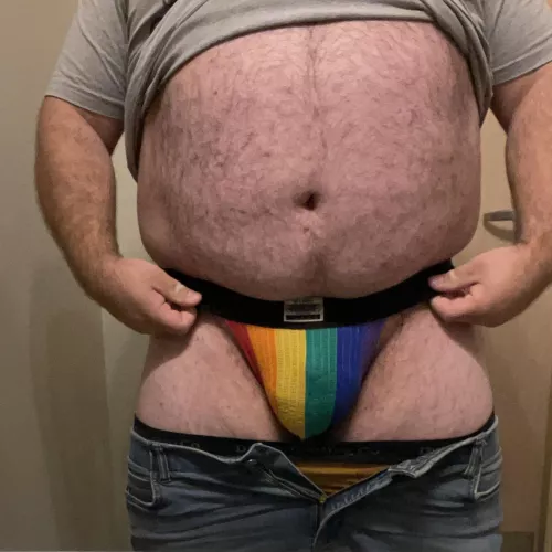 Just showing off the jock strap at work(33) by BigBeardandBelly