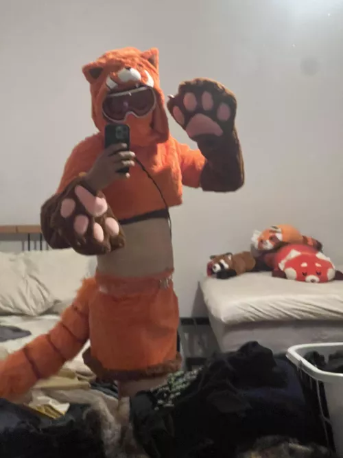 (Not really a fursuit, but slowly getting there) My new outfit. I really like how it fits. Not really a fursuit but it sure does feel like one to me ;3 by Existing-End-253