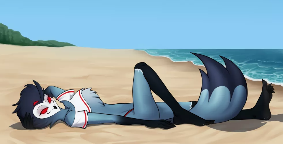 Stolas relaxing on the beach [M] (darkshiner8) by Sexy_Femboi25