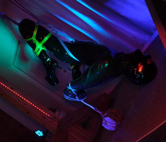 Suspended this gimp in latex and nylon  by tommygenesis69