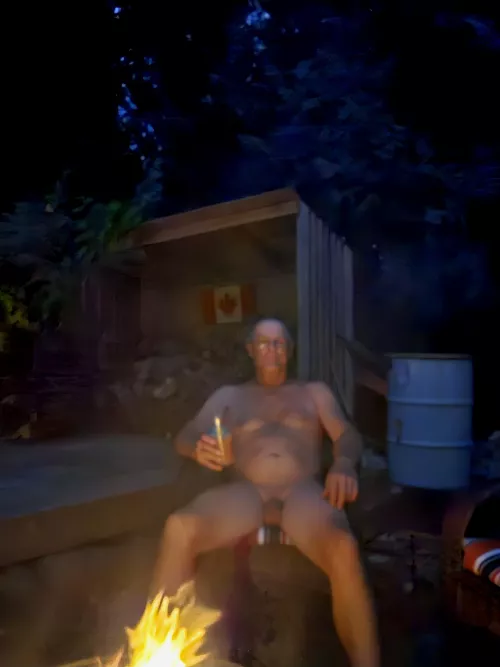 Enjoying a drink by the fire  by MagicianLife3925