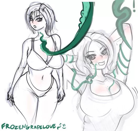 Late night fun getting acquainted with tentacles (OC) (FrozenGrapeLove) by frozen_grape_love