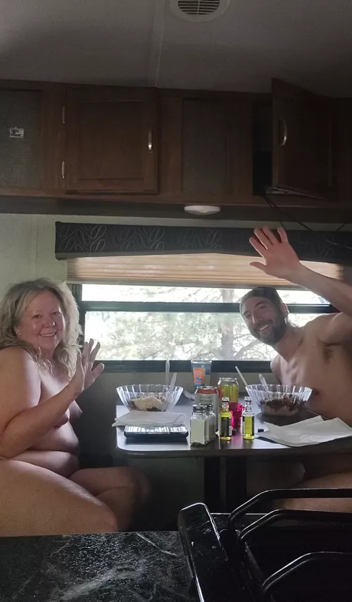 Nude recreation (dinnertime!)  by Thatnudistcouple