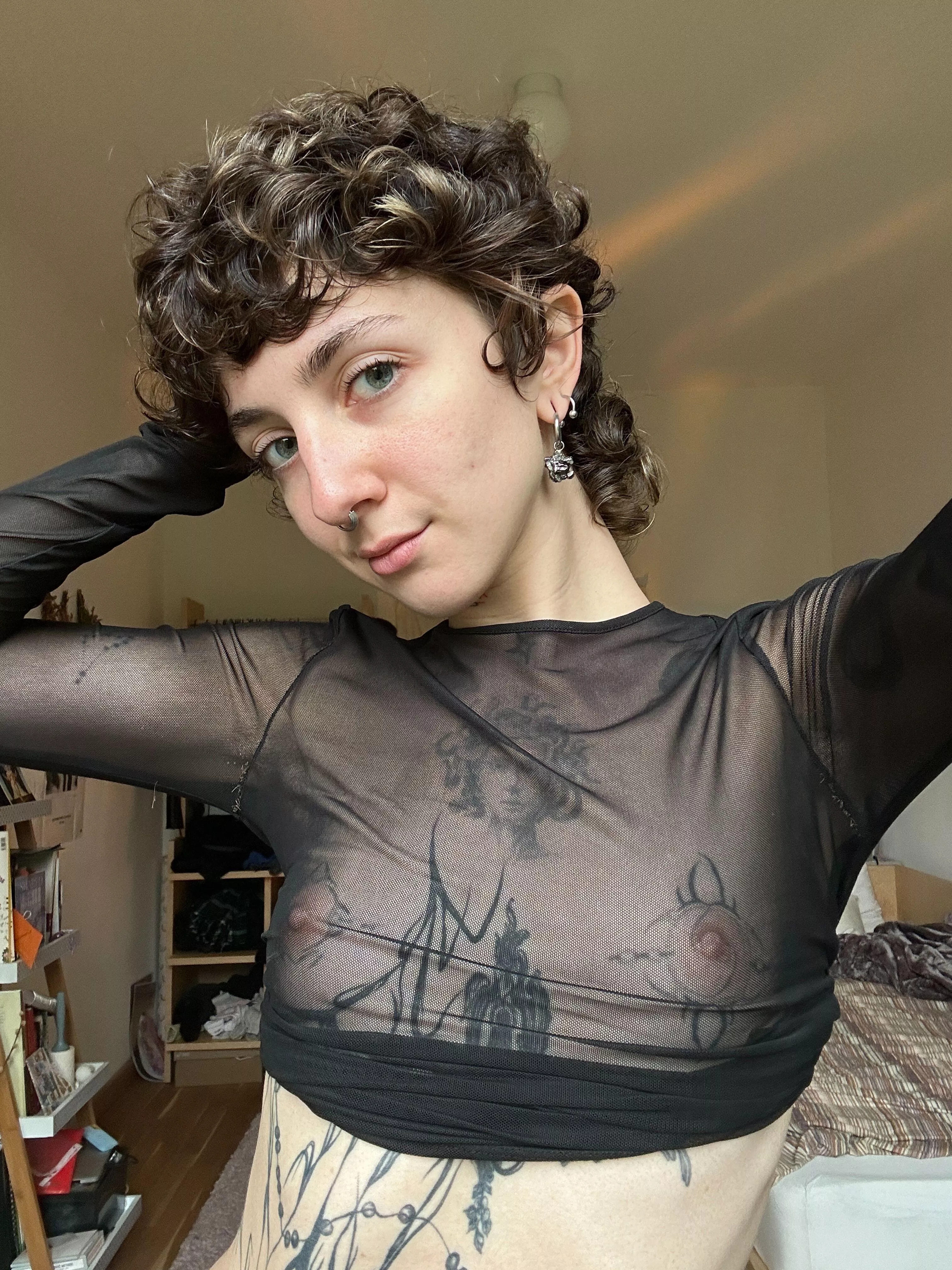 The see thru fabric only hints... my nipples are already on display, but that's just the beginning posted by AlyssaLustful