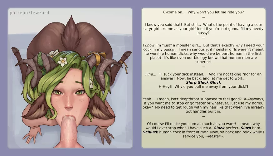 Your Horny Satyr Girlfriend Uses Her Mouth Instead [Fsub][Human'd][Satyr Girlfriend][Monster Girl][Deepthroat][Blowjob] by PervyAlpacaCaptions