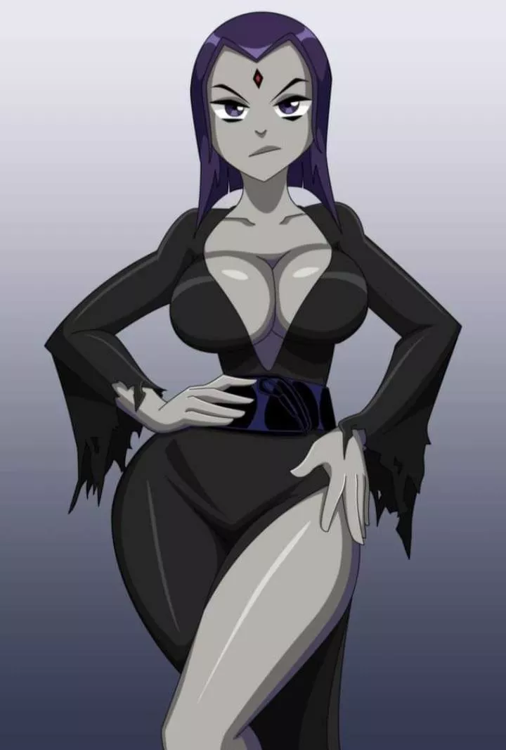 [Artist Request] (Teen Titans/Addams Family) Raven in a sexy Mortica outfit. All characters are adults posted by villianrules