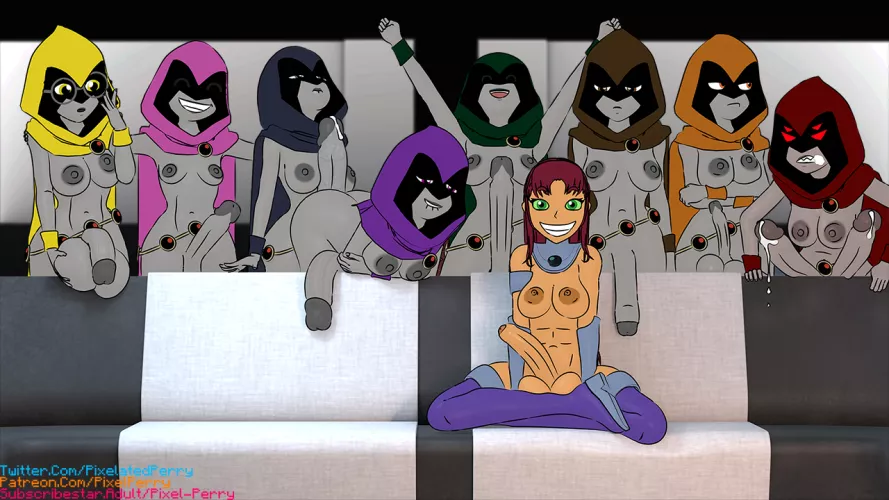 Starfire Gets Raven'eD (Artist:Pixel-Perry) by White-Whiskey