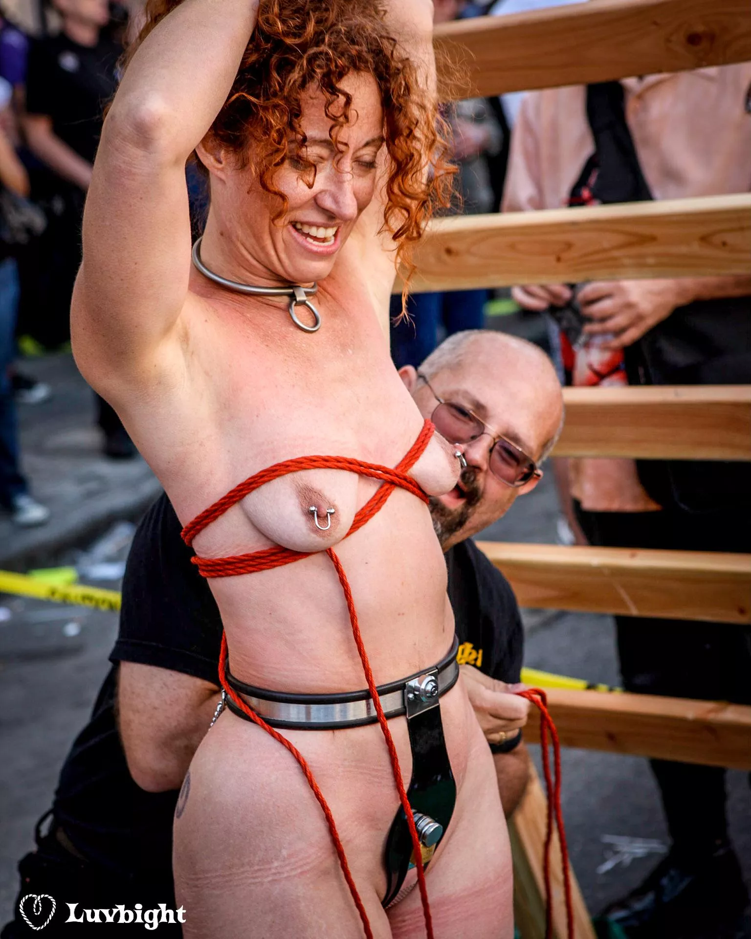 Mick and Dee Luvbight doing a rope demonstration at Folsom Street Fair, 2008. posted by MickLuvbight