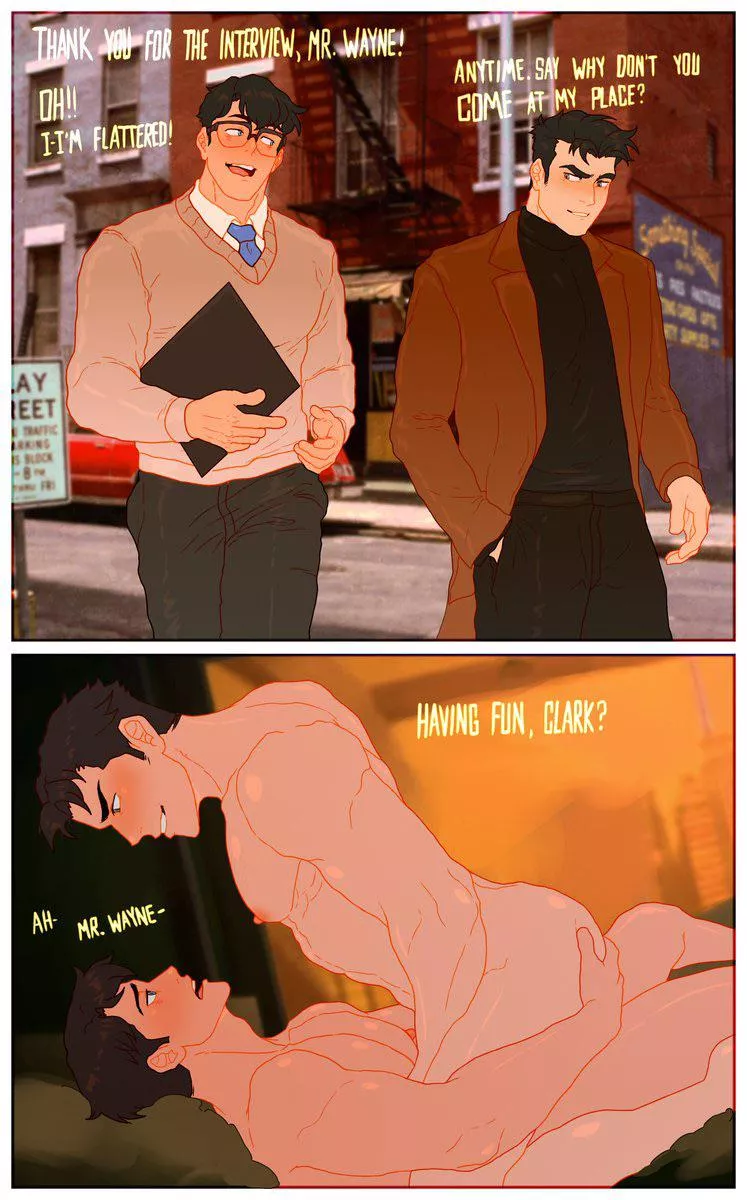 Clark Kent/Bruce Wayne [DC Universe] by Cuckoo_Chan posted by alt_for_spicy_stuff