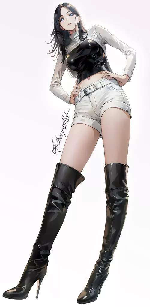 Matching Leather Thigh Boots  by CheetahSperm18