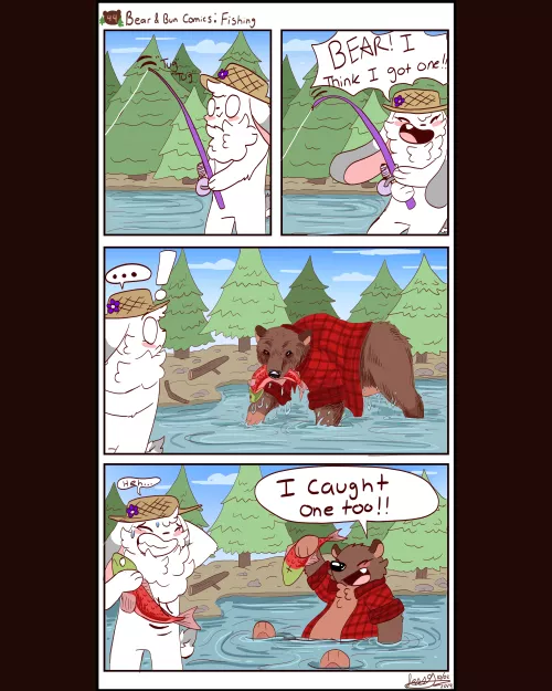 [OC]🐻🐰🌲Bear & Bun Comics: Fishing by JessTheChips