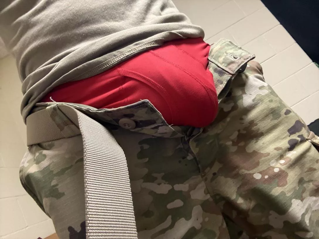 Red undies last night posted by uncutmilitarymx