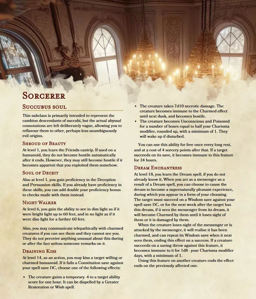 Another sexy subclass, which may clue you in as to what kind of characters I like to play <3 posted by Lyrathewitchydryad