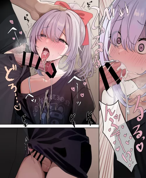 receiving a creamy treat~ <3 (artist: turisasu) by ivyjuniperbun