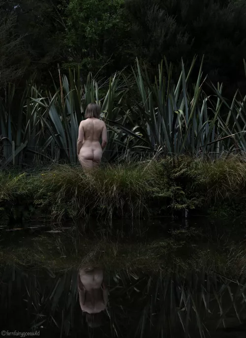 Nude reflections by the pond (self portrait) by Fernfairygoeswild