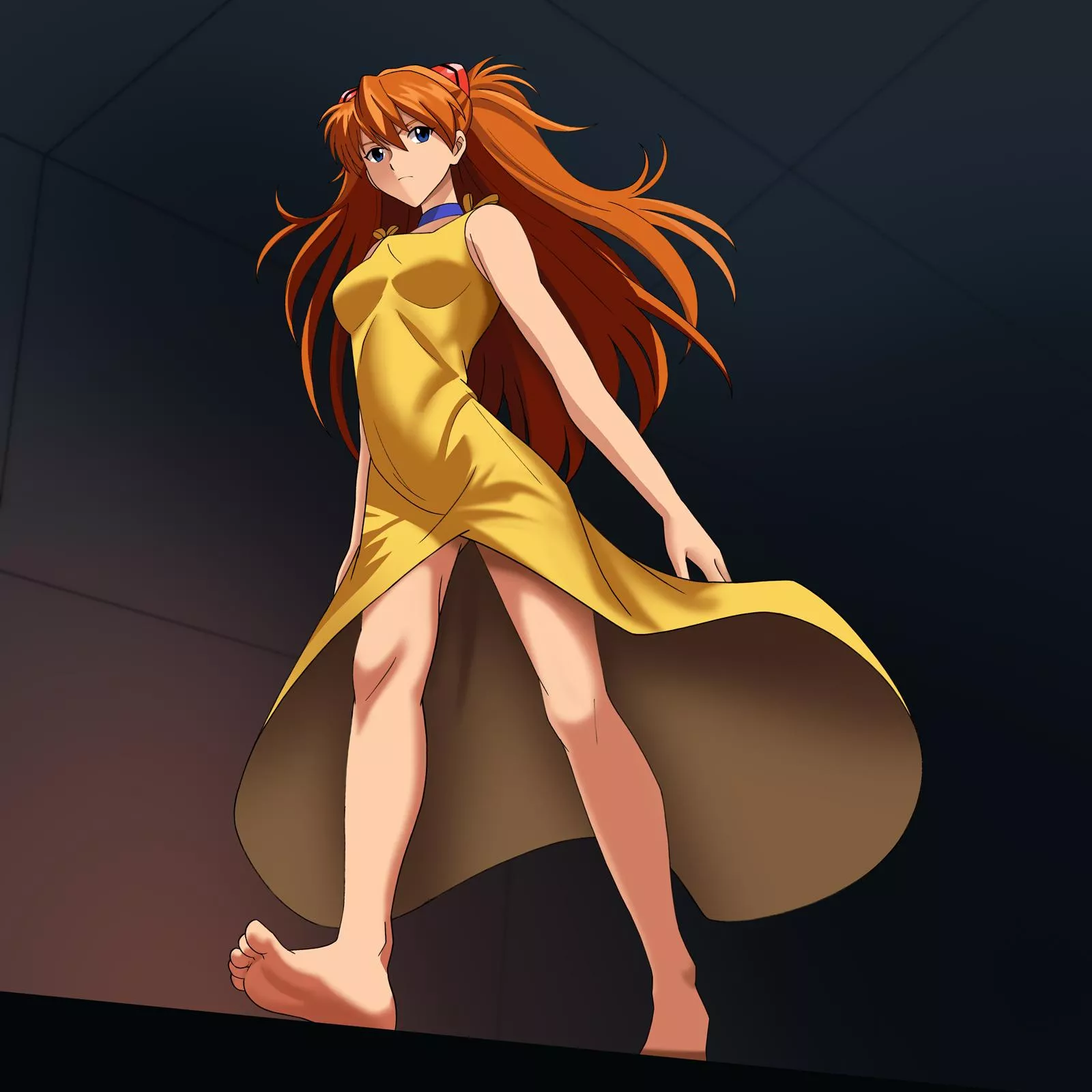 Asuka yellow dress barefoot [OC] posted by conejologia