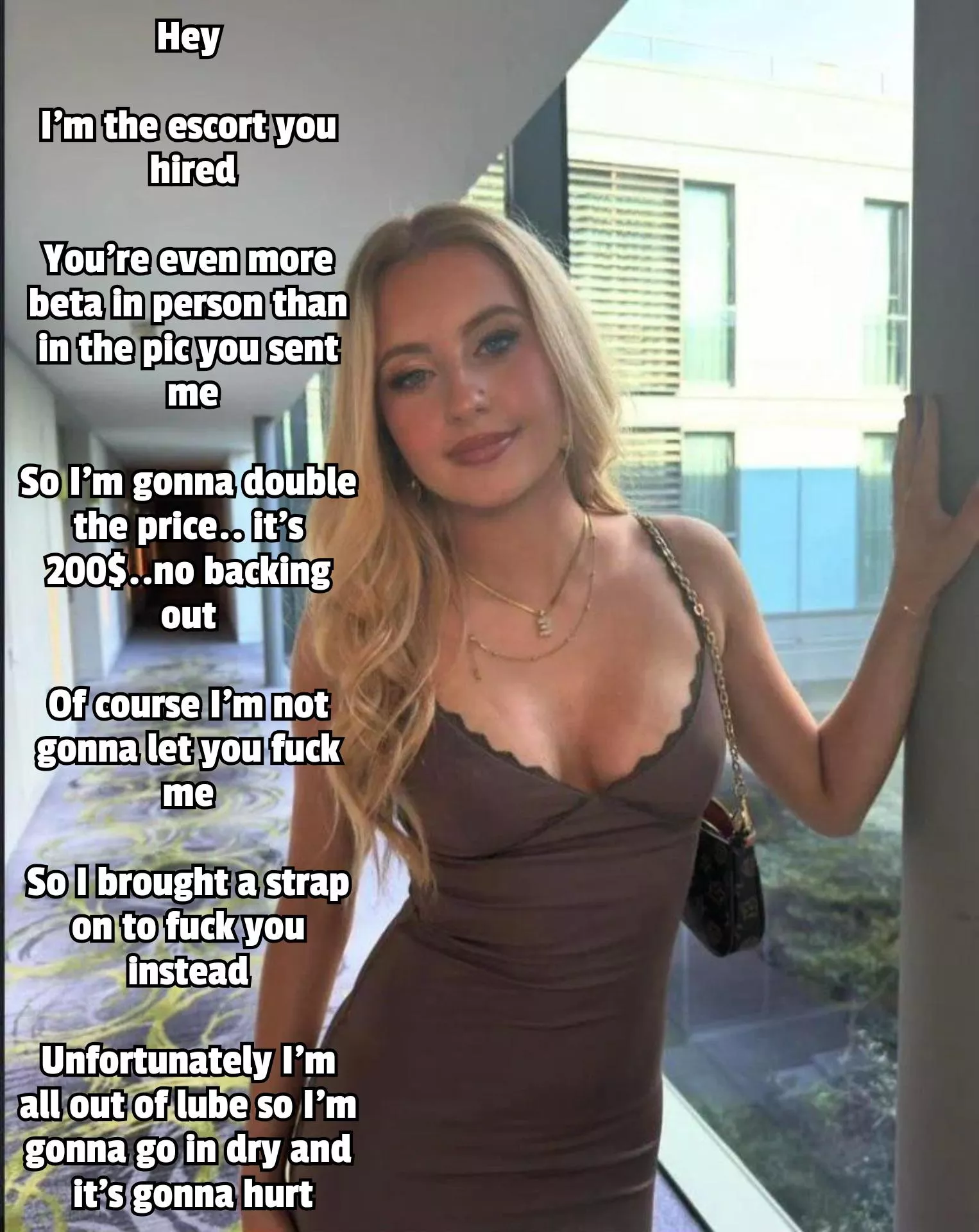 Even the escort takes advantage of you posted by Captionsforever