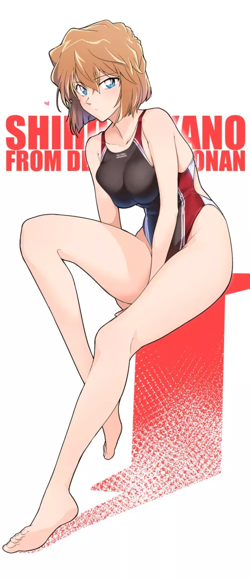 Miyano Shiho in two-tone black competition swimsuit [Detective Conan] (halcon) by ecchi_neko