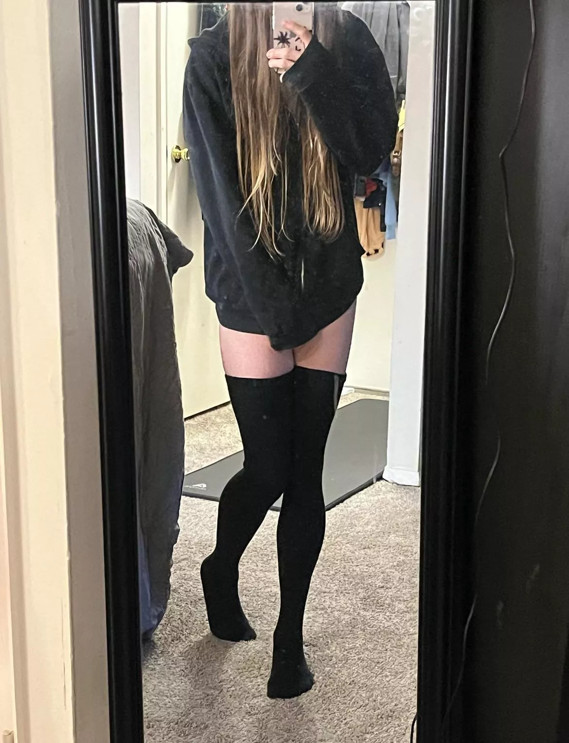 Oversized hoodie & thigh high season is here!!!  posted by Skyerah