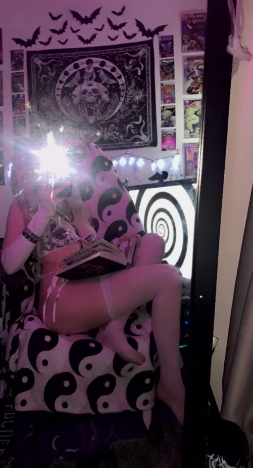 Long socks and a petite goth body by LivingDeadGothh