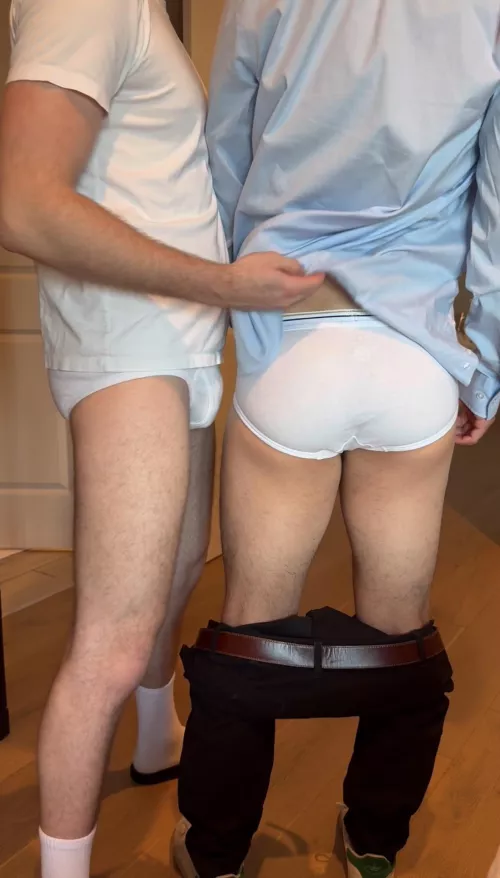 Stripping down to our tighty whities 😉 by WhiteBrfsBoy