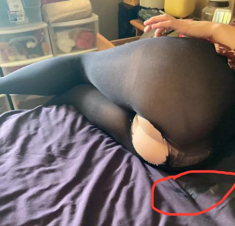 Guess what that spot is on my bed. Ripped tights  posted by thenylonbandito