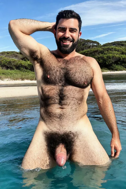 Wet daddy fur on the beach  by Antonioxgambino