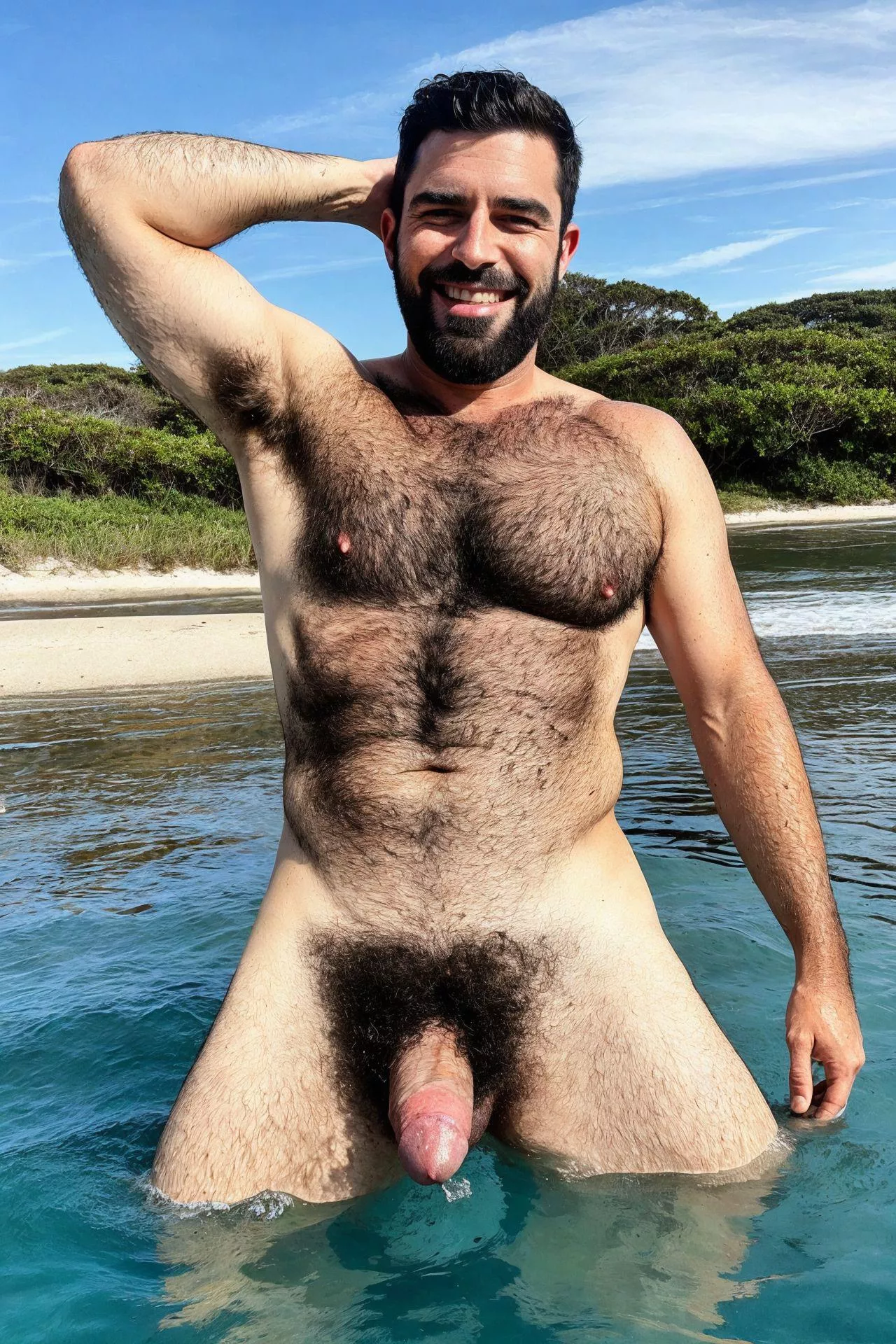 Wet daddy fur on the beach  posted by Antonioxgambino
