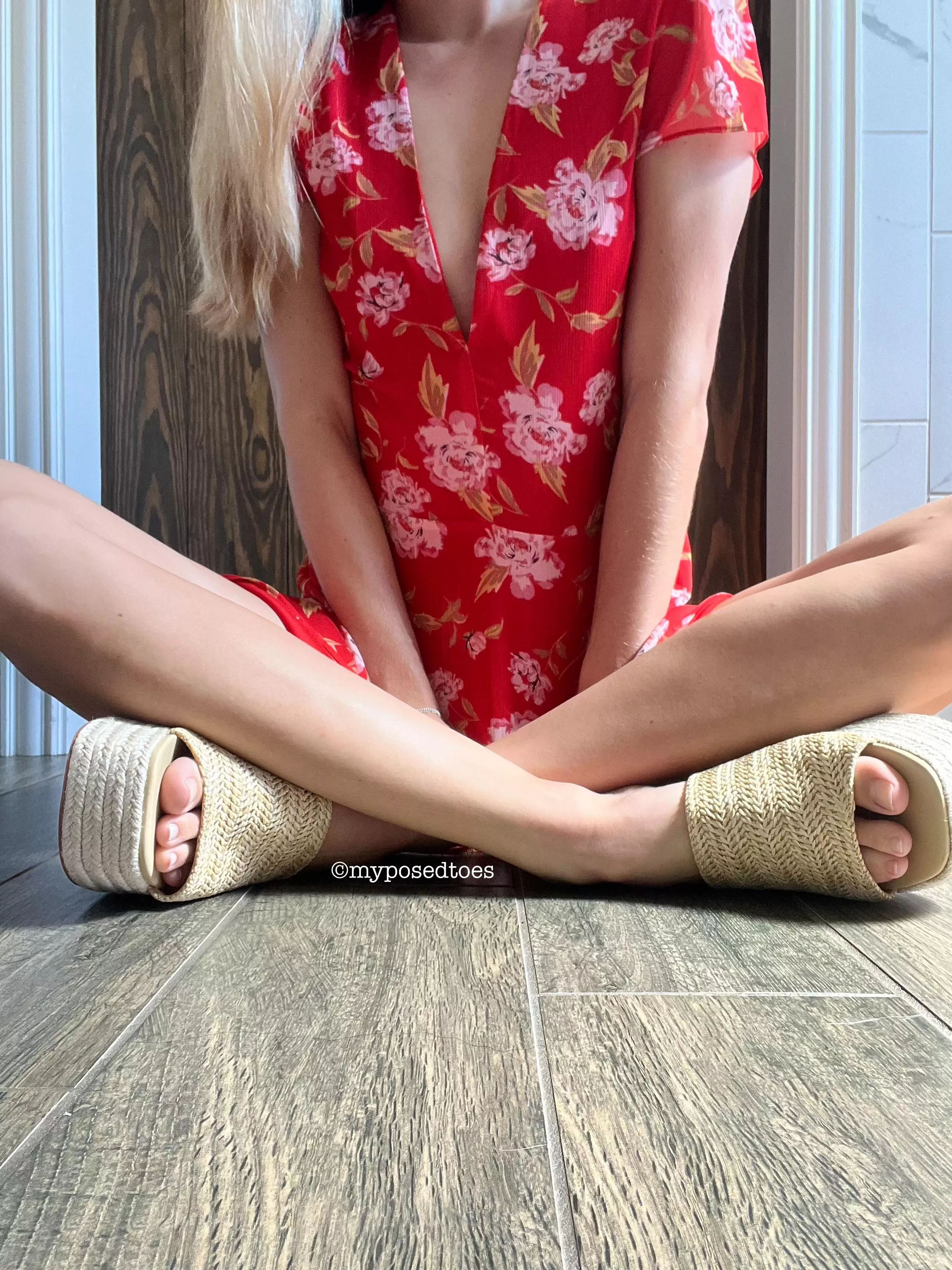 Help me out of this cute little dress and wedges? ❤️ posted by myposedtoes