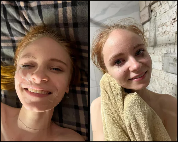 Cute blonde girl getting a facial and  runny makeup by CardiologistTotal576