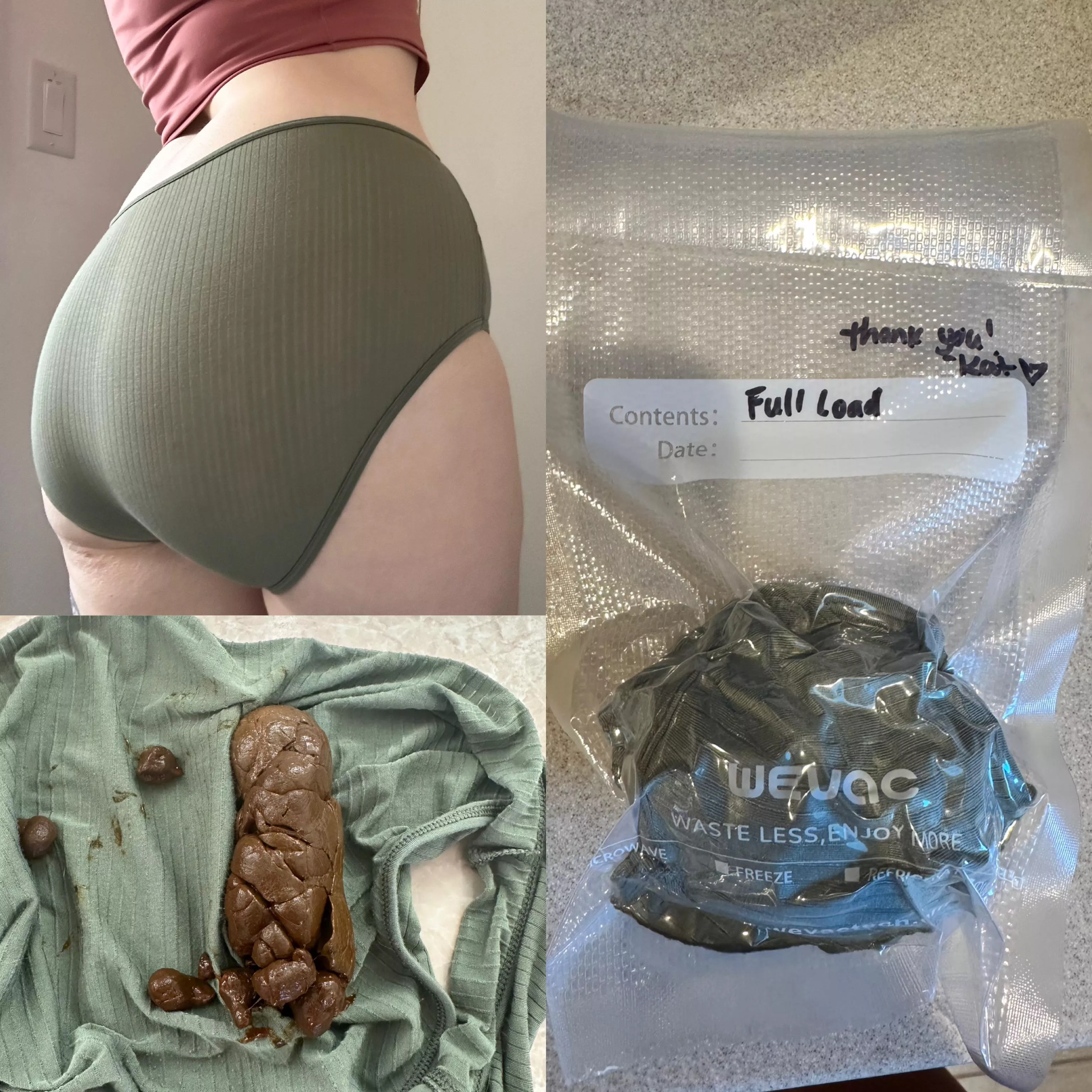Let me fill a pair for you! Full load panties $75, buy 3 get 1 free! Google drive 100+ vids $125 posted by MissKatastrophicxo