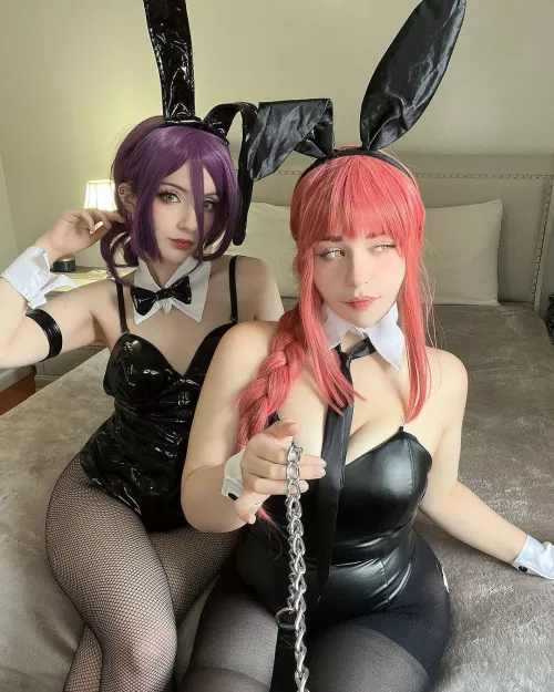 My friend and I cosplaying as Bunny Reze and Makima (not_sugashi) by not_sugashi