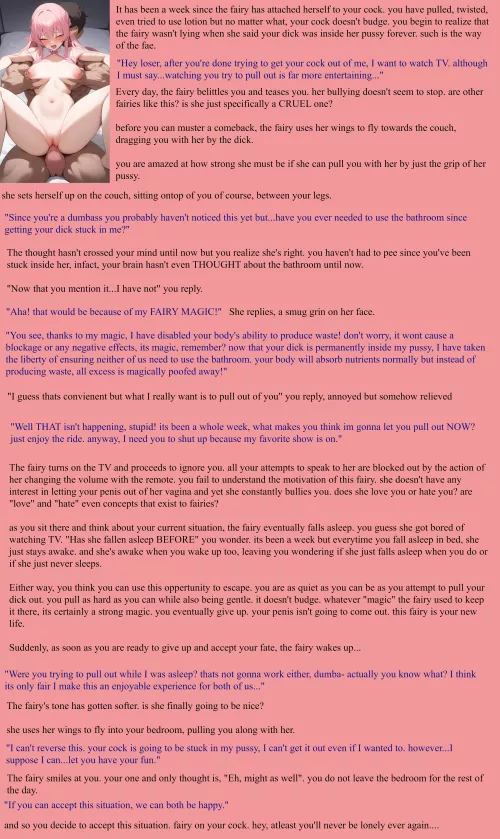 Tricked by the Fairy (part 2) [Fairy] [Magic] [Curse] [Hetero] [Femdom] [Male POV] [AI Image: PixAI] by NSFWilliam69
