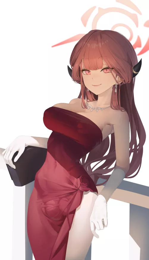 Aru Red Dress Beauty (tagua) [blue archive] by CorrupterSea