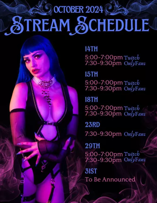 Jewelz Blu October streaming schedule by DSCholly