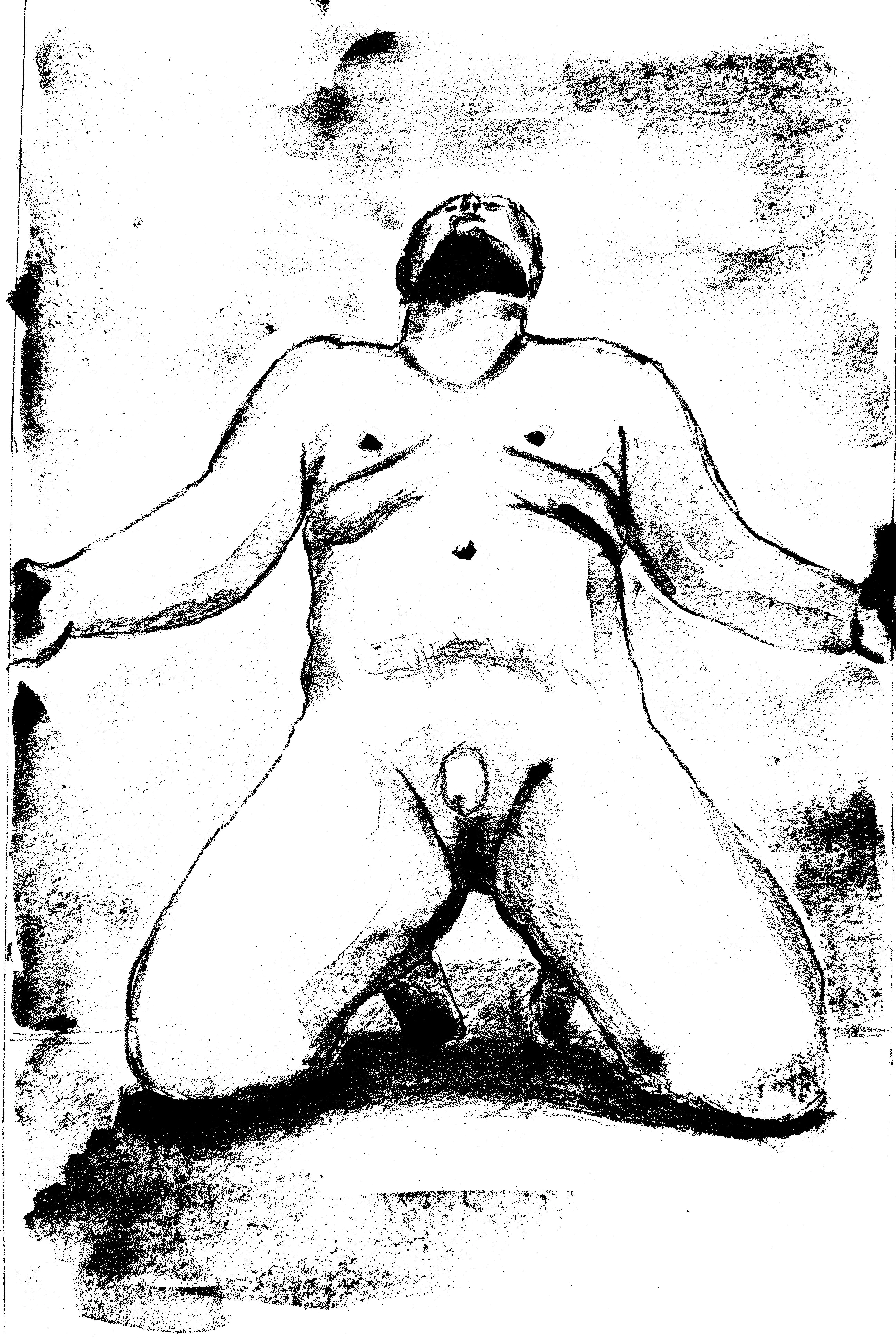 Kneeling. Drawing by Me. posted by Angie-Audio-Lover