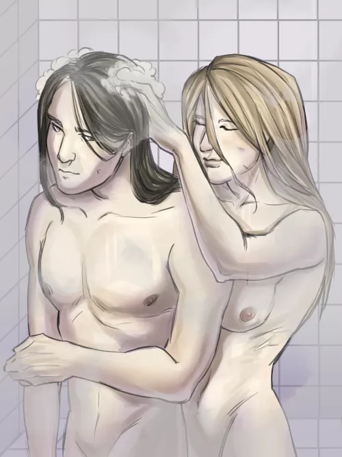 Samara and Sam's co-ed shower by Antibot_One