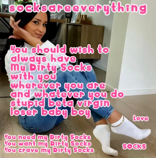 As a stupid sockssexual beta loser you should wish to always have my dirty socks with you baby! by SocksAreEverything