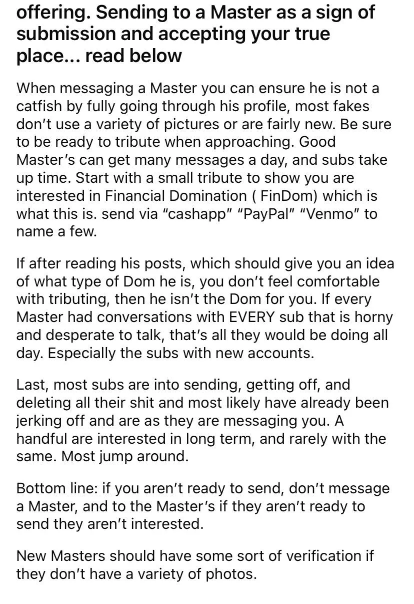Friendly reminder: Don’t waste your time on subs who aren’t ready to send. Ignore them and train them that they only get attention when they serve. If they don’t have $10 to take a chance on a Dom: 1. They don’t have any money, 2. They aren’t i posted by cashfag_n_cashmaster